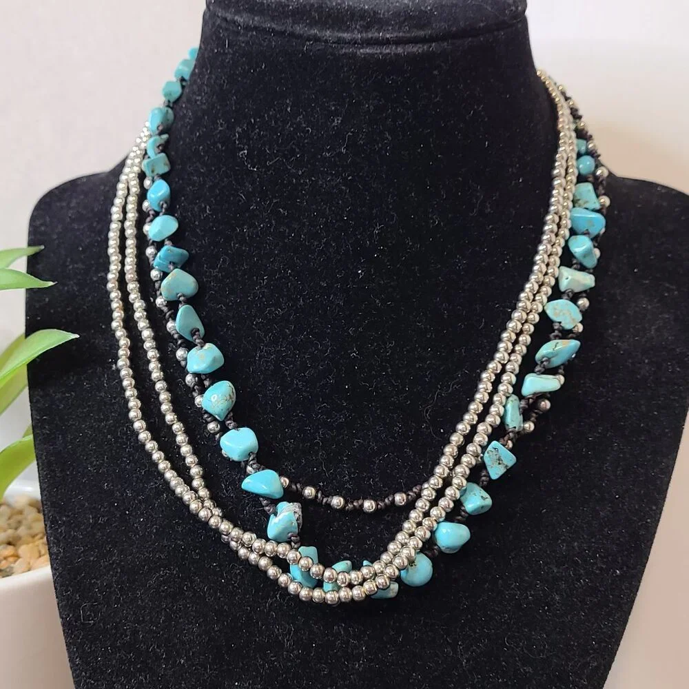 Unbranded 4-Strand Multi-Color Bib Necklace Ladies Fashion Costume Biker Casual